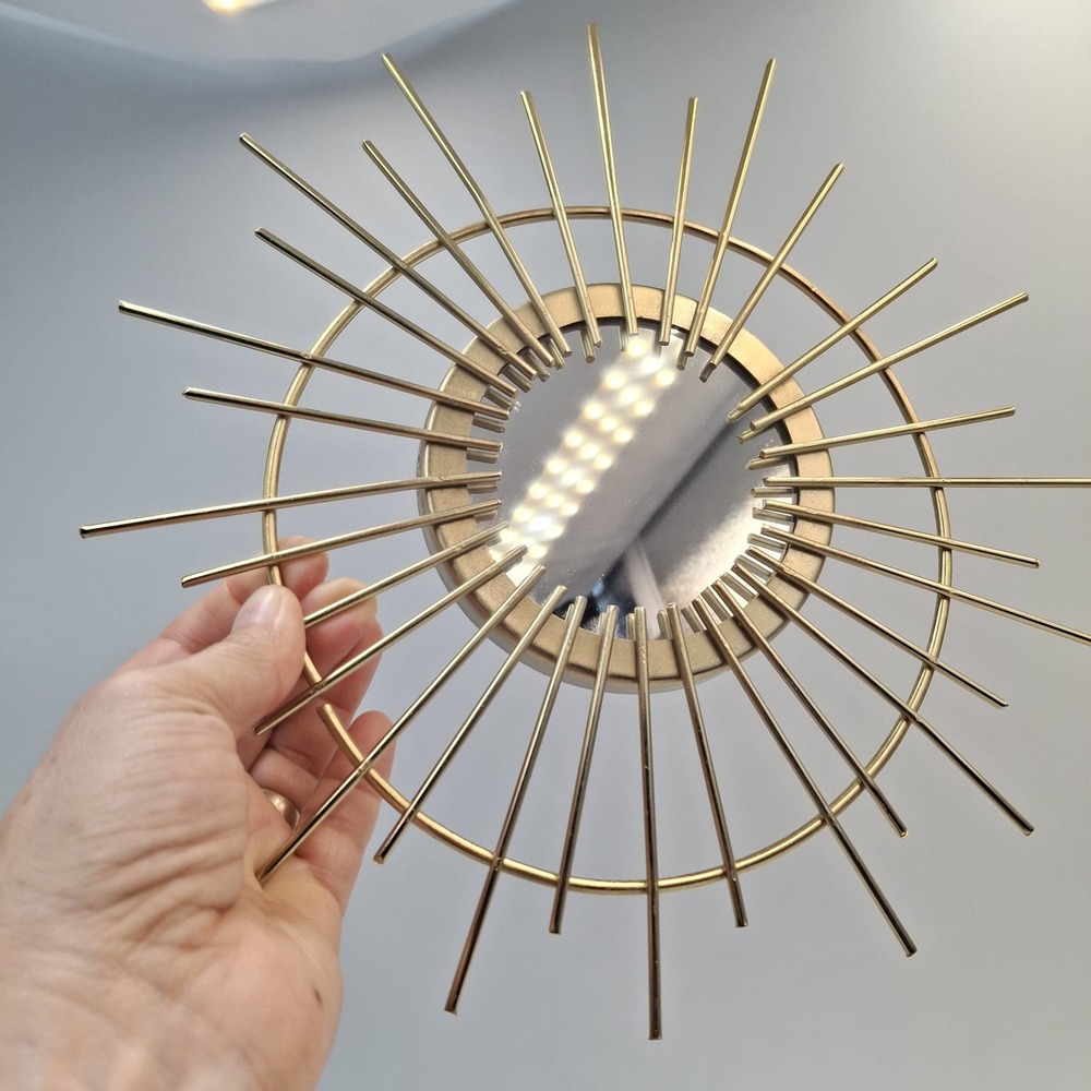Set of 3 Gold Sunburst Wall Mirrors Metal Starburst Accent Decor 10" & 8" Small